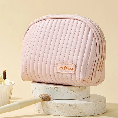 2023 New Half Round Cake Makeup Bag Fresh Fashion Storage Bag Simple Toiletry Bag Portable Travel Large Capacity