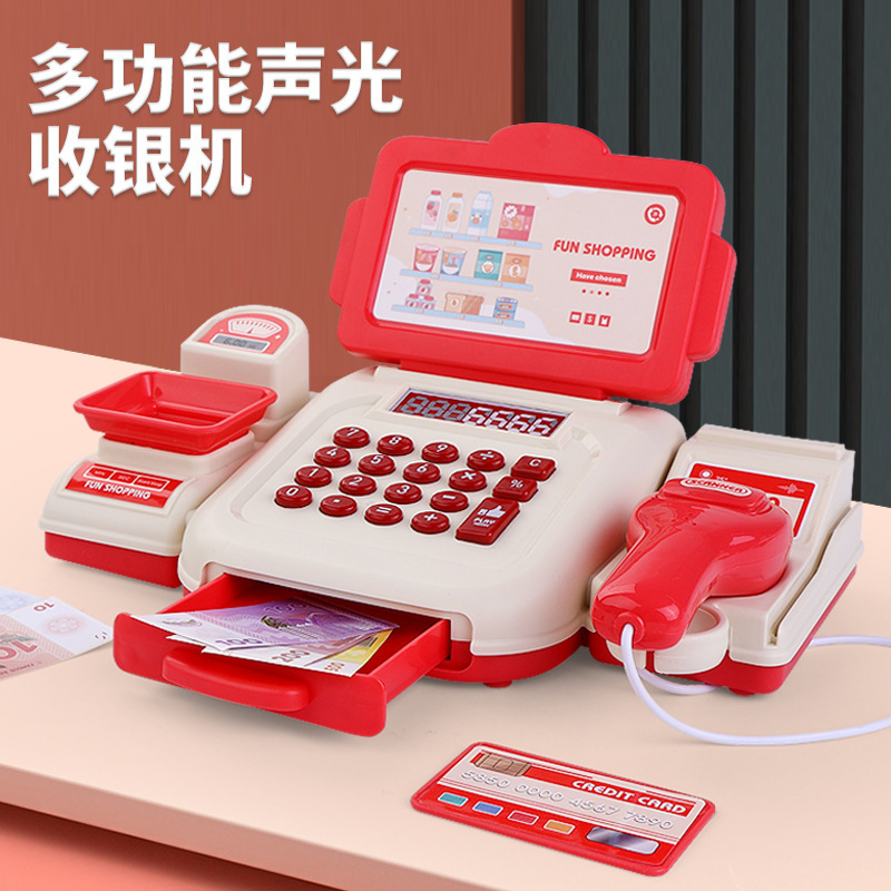 New cross-border toy products: Simulation supermarket cash register, play house, children's convenience store cash register model, card swiping and scanning details Picture