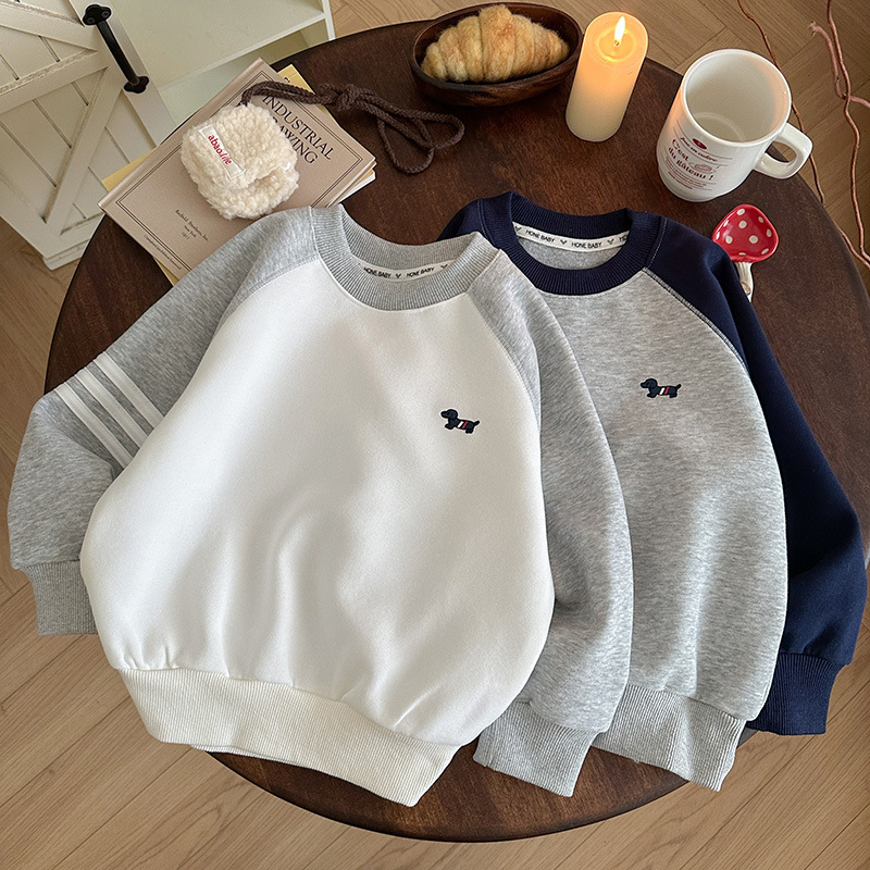 儿童秋季卫衣上学衣服2025年插肩袖卫衣上衣腊肠狗男女童套头上衣
