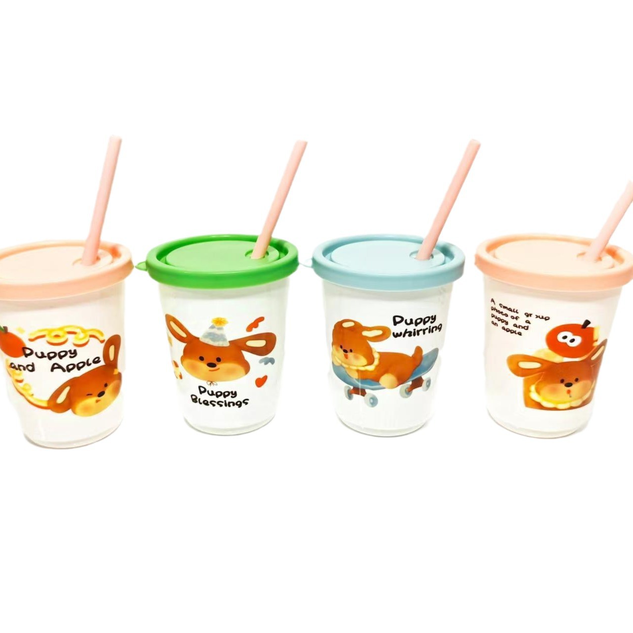 Portable straw drink outdoor cup with cartoon pattern deer astronaut cup Item Picture
