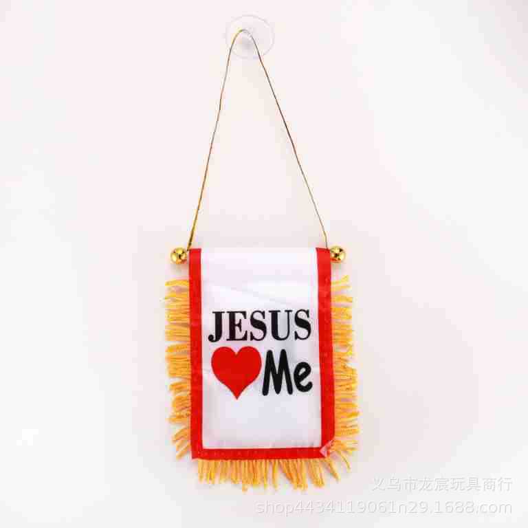 我爱耶稣汽车小挂旗世界各国迷你小锦旗8*12cm双面流苏吸盘交换旗