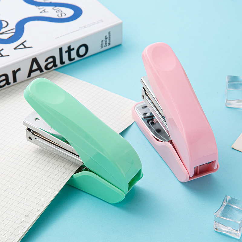 Macaron color single-finger labor-saving stapler No. 12 Office thickened stapler Multi-functional easy binding machine details Picture