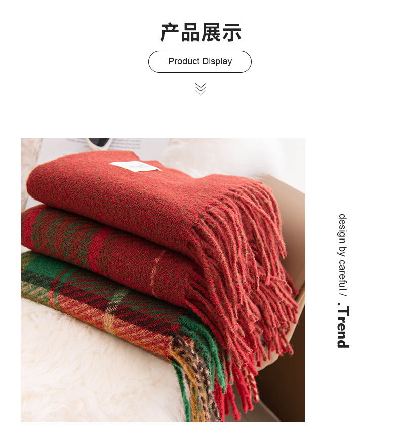 2025跨境仿羊绒格子围巾女冬季高级感时尚简约围脖中长款保暖披肩详情16