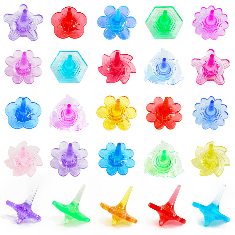 Wholesale of cool stress-relieving toys featuring colorful crystal finger gyroscopes, acrylic plastic flower dolphin spinning gyroscopes