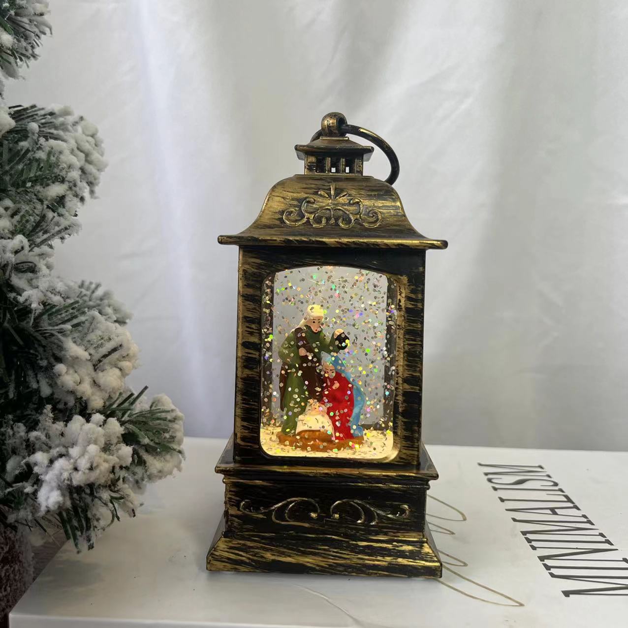 Cross-Border Explosion Of Retro Christmas Medium Uv Water Elderly Snowman Deer Mini Wind Light Dress Gift Application Scenario