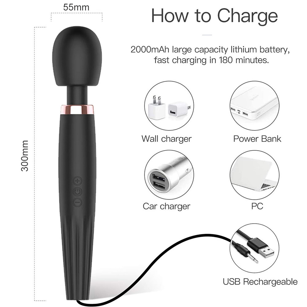 "Big Waist Powerful Vibration five-frequency three-speed large non-numb masturbation massage AV stick for adults. details Picture