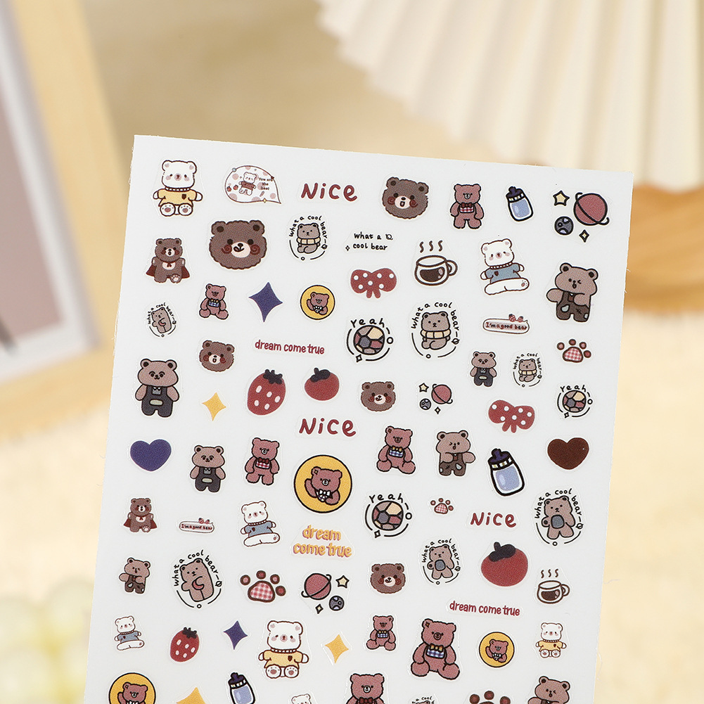 Rose Nail Day Tie Glue Cute Nail Sticker 5D Nail Sticker Cartoon Series details Picture