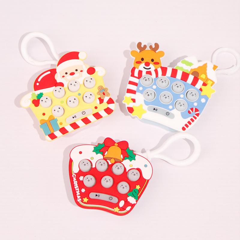 Christmas Whack-A-Mole Halloween Handheld Game Machine Children's Quick Push Machine Decompression Puzzle Toy Key Chain Pendant Huaixing 4455 Specification drawing