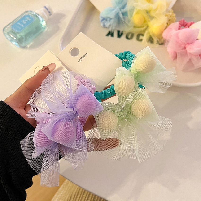 Children's Cute Candy Bow Hair Tie Baby Hair Band High Elastic Rubber Cover Women's Head Tie Application Scenario