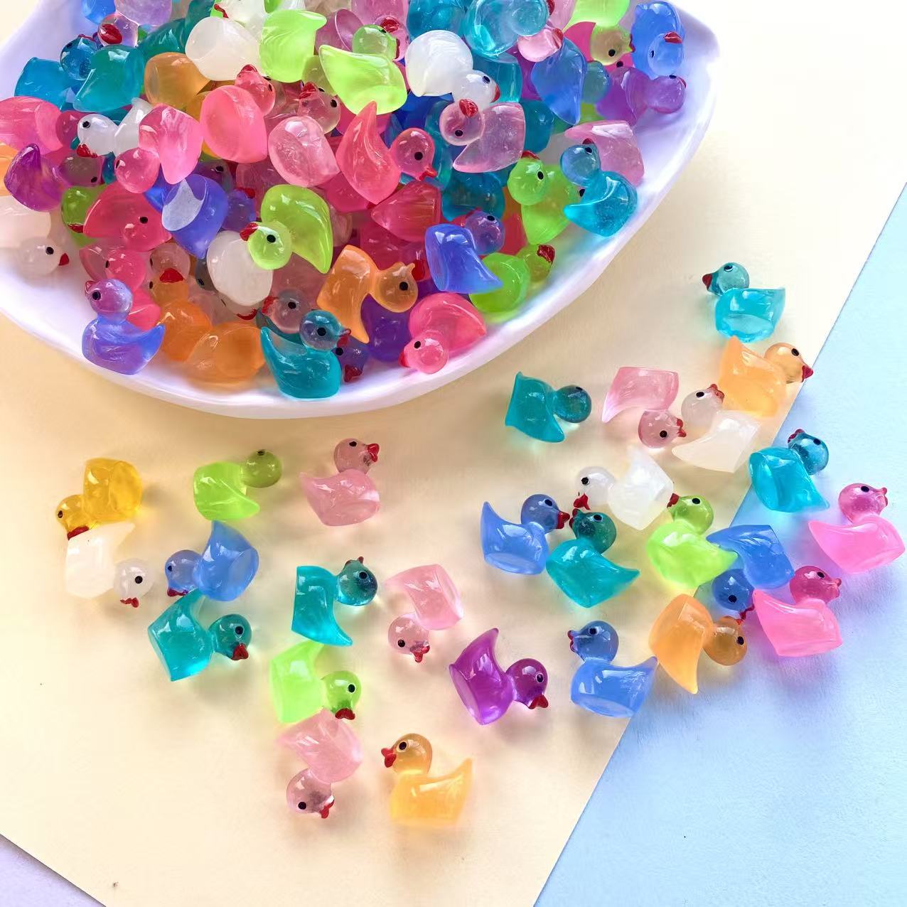 可爱彩色小鸭子树脂迷你DIY创意手工摆件