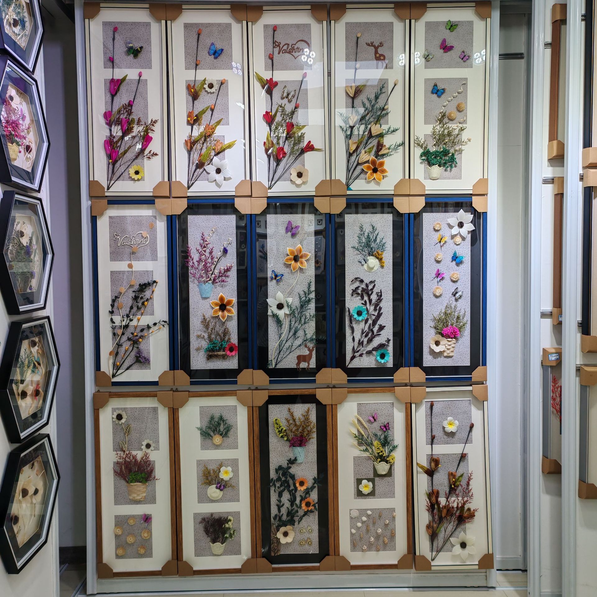 永生干花手工贴花装饰挂画长条形客厅书房餐厅挂壁画  尺寸35*80