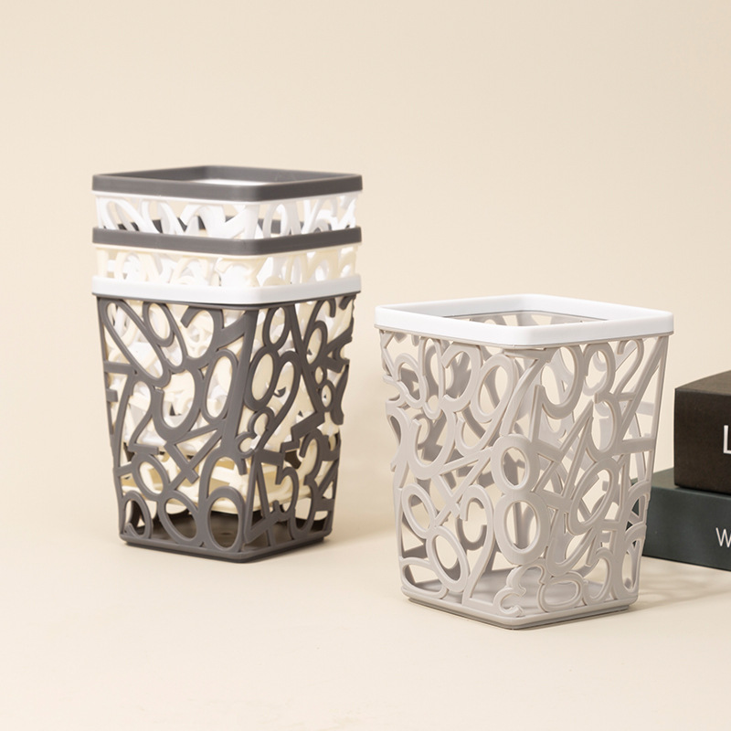 Square opening type household trash can, simple office, living room, dining room, restaurant, bathroom desktop trash can details Picture