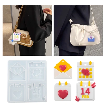 diy drip plastic mold Valentine's Day pendant keychain silicone mold bag accessories for cross-border thumbnail