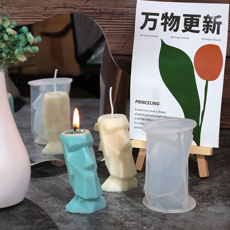 diy Easter Island Giant resin mold Cut surface Abstract human face scented candle silicone mold Specification image