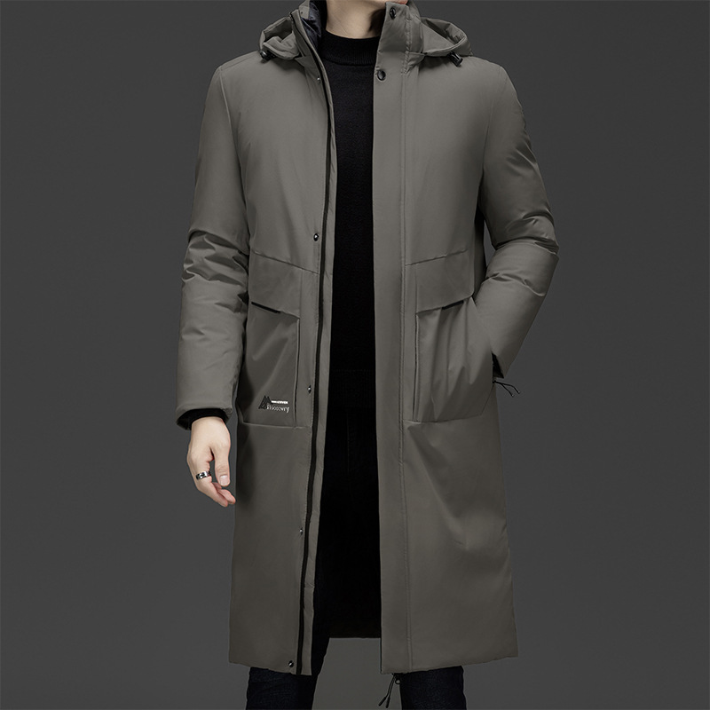 Down cotton-padded jackets for middle-aged and elderly men, winter clothes for young and middle-aged fathers, warm, plus-size and thickened long knee-length jackets