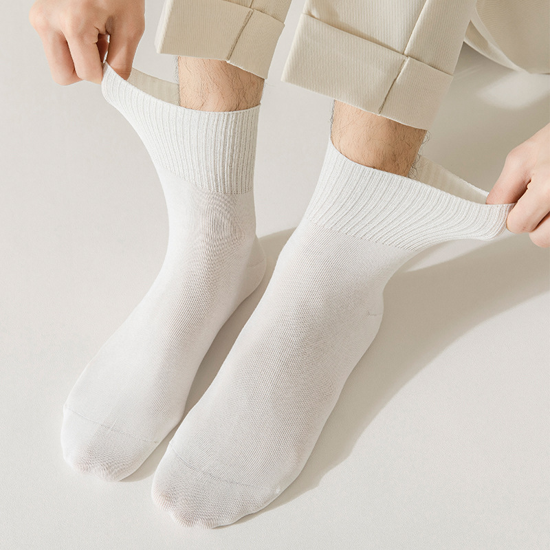 Socks stall a hair loose socks men's pure color autumn and winter middle-aged and elderly wide mouth boneless seam head socks men's pure cotton socks Specification drawing