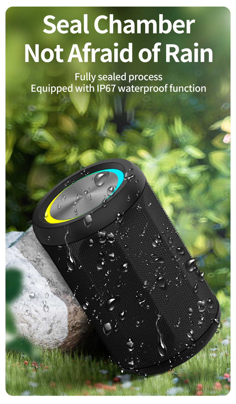 2025跨境新款迷你布艺蓝牙音箱无线TWS互联立体声便携式炫彩音响详情6