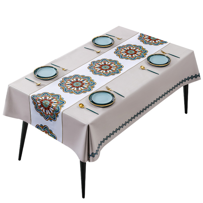 Nordic Simple Pvc Tablecloth Waterproof Oil Proof Embroidery Tablecloth Ins Style Coffee Table Cloth Yarn Fabric Cross-Border Item Picture