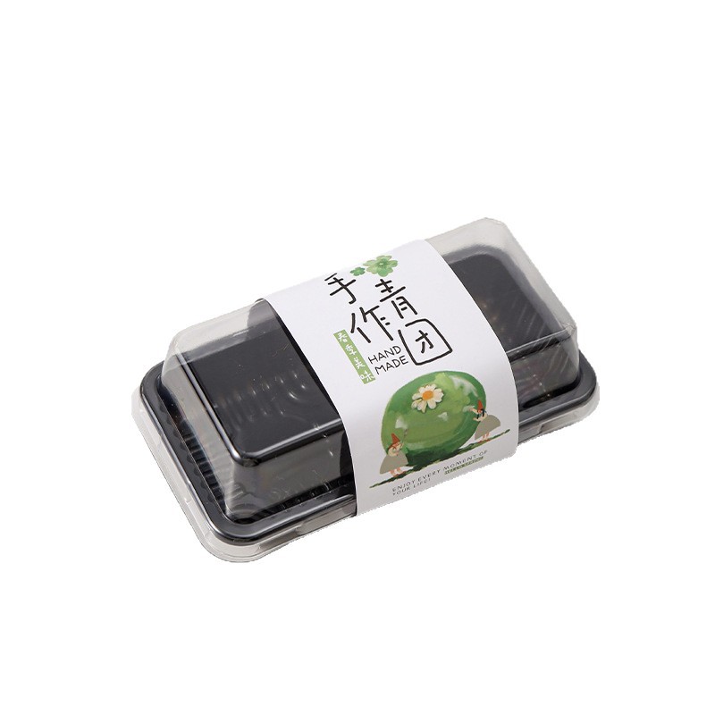 Handmade green rice ball packaging box, transparent packaging box for Qingming mugwort fruit, snow beauty egg yolk pastry baking blister box Item Picture
