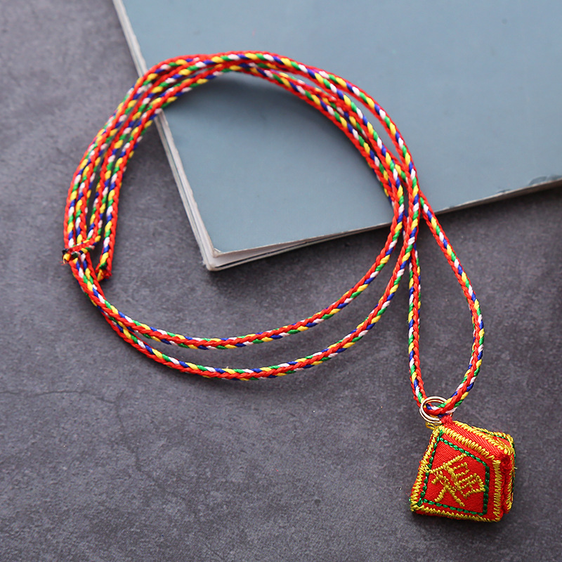 Dragon Boat Festival colorful rope neck mini sachet necklace computer embroidery zongzi tiger children necklace wholesale details Picture