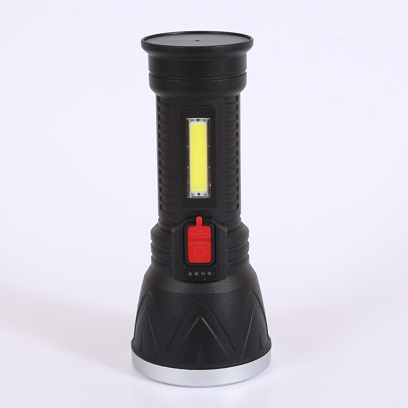 Cross-border charging high-intensity long-range flashlight, household outdoor high-intensity flashlight with side light source led flashlight details Picture