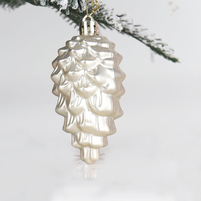 New Christmas Tree Decorations 9Cm/8Pcs Christmas Tree Pendants Plastic Pine Cone Shaped Hanging Christmas Ball In Stock details Picture