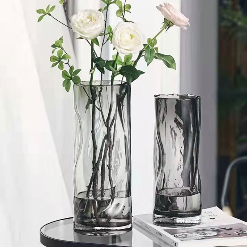 欧式高端创意透明玻璃花瓶批发简约水养饱和玫瑰家用餐桌客厅摆件
