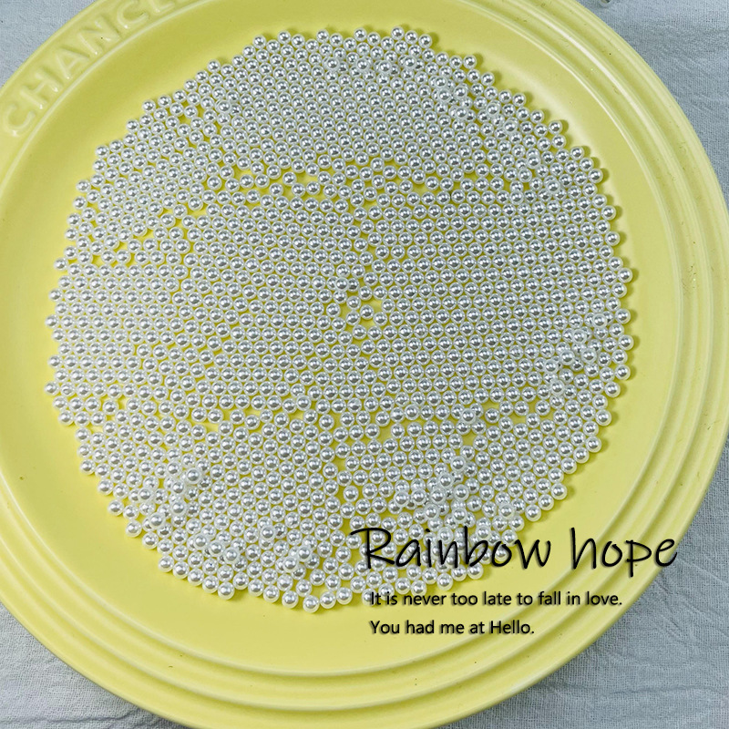 High-gloss, oiled, non-peeling, pure white round nail pearl DIY wearable nail material, nail accessory, nail decoration details Picture