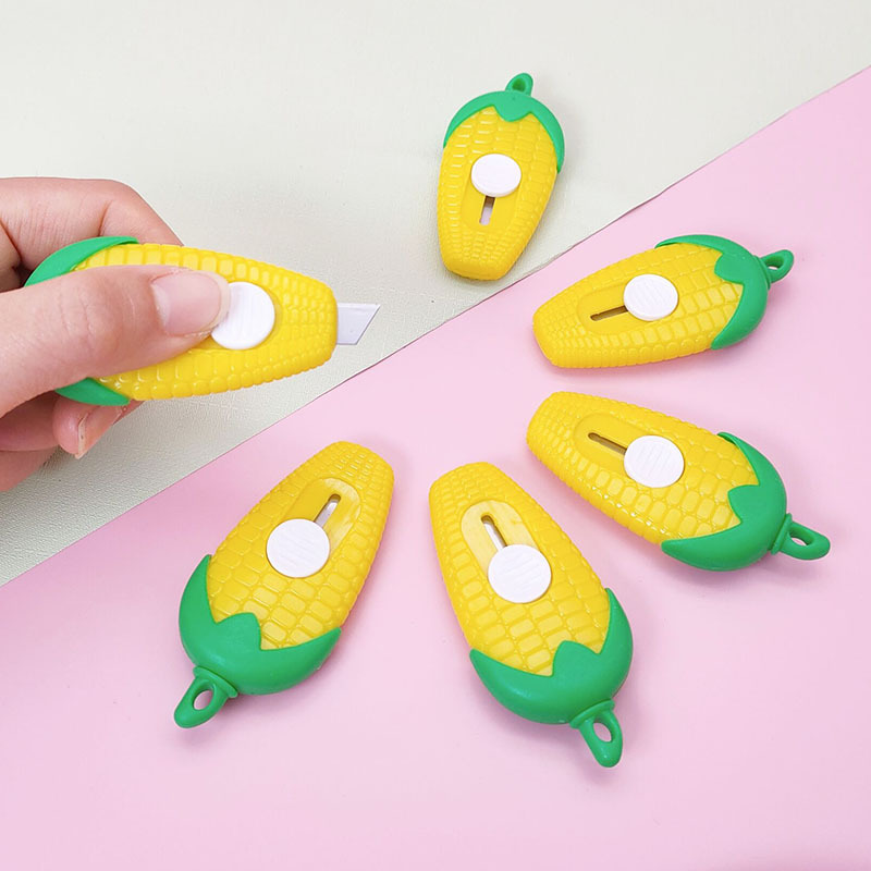 Cartoon corn mini utility knife, student cute wallpaper knife, paper cutting knife, small parcel opening and unboxing knife wholesale Specification image