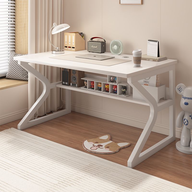 Desktop white home computer desk, simple bedroom desk, workbench table, office desk, easy gaming and e-sports desk details Picture