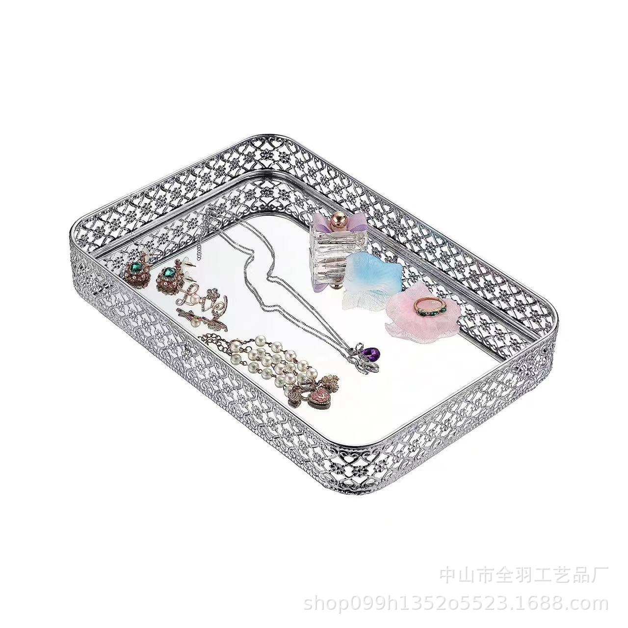 Perfume Mirror Tray Makeup Vanity Tray Hollow Carved Jewelry Jewelry Storage Organizer Decorative Tray Item Picture