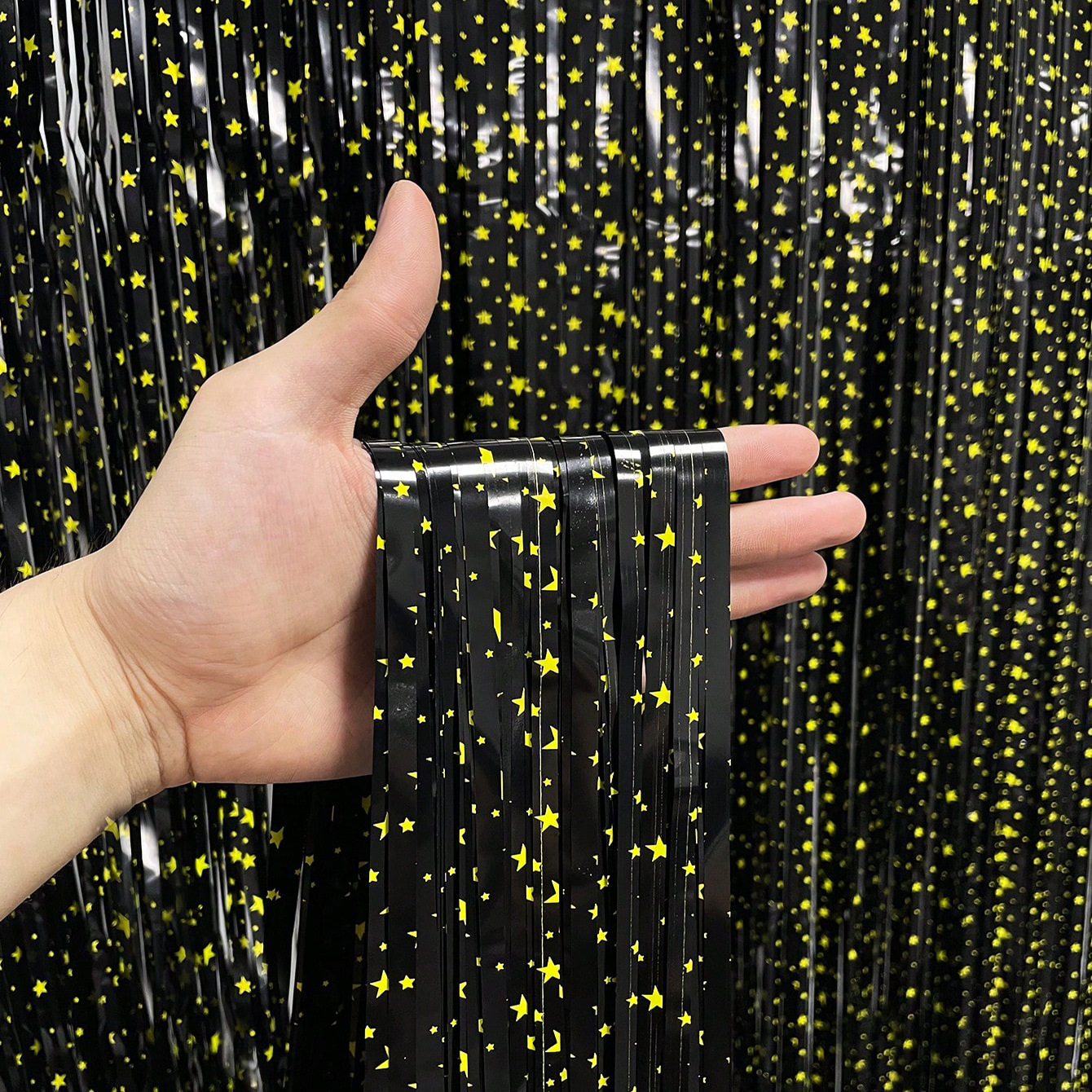 跨境热卖亮光雨丝帘生日派对装饰用品亮光五星雨丝门帘婚礼流苏