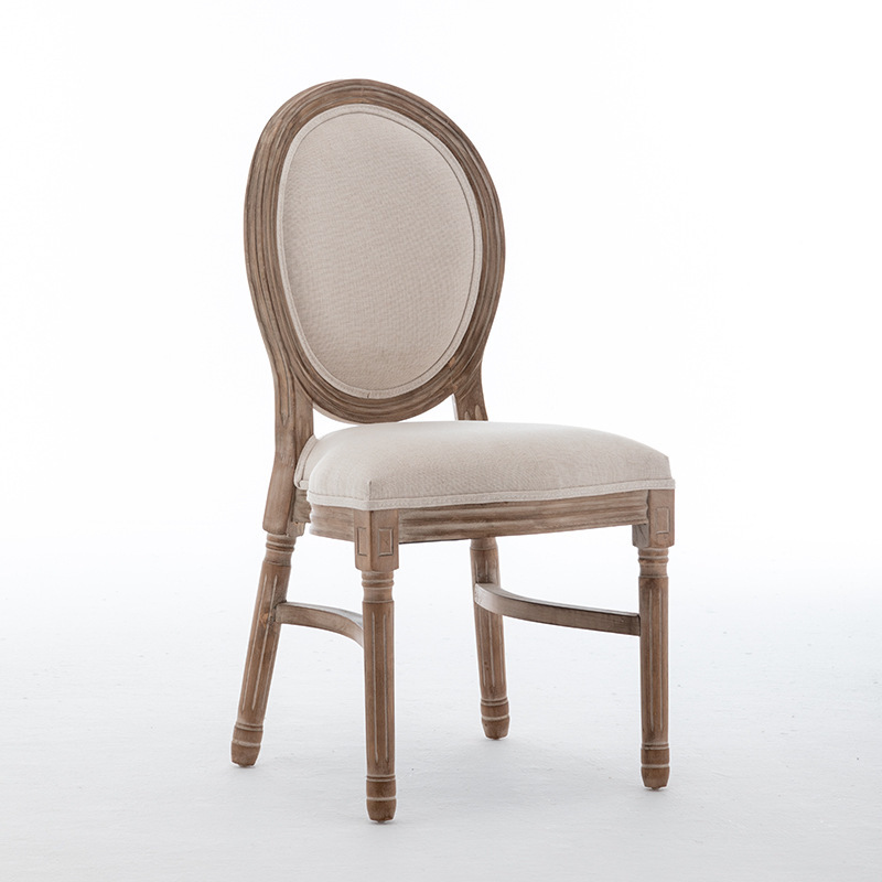 实木复古家用餐厅餐椅路易斯靠背凳子北欧式美式简约乡村叠装椅子家具餐椅椅子凳子木头登子木高凳布面凳子