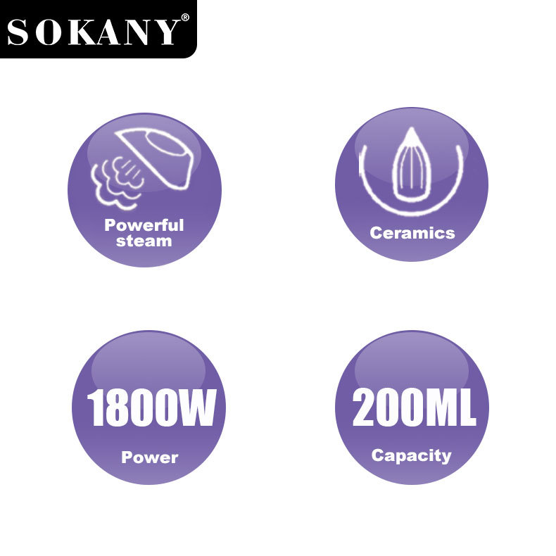 Export SOKANY11043 electric iron, household Steam iron, ironing clothes, ceramic iron, Steam Iron Specification image