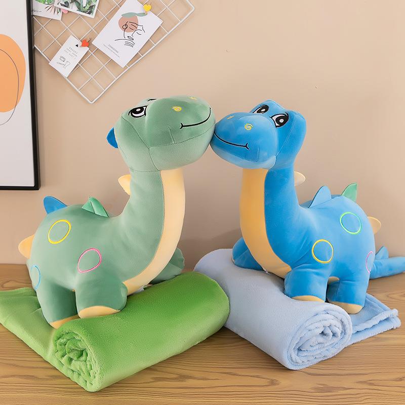 Dinosaur doll, blanket, throw pillow, two-in-one air conditioner, quilt cushion, office children's nap doll manufacturer wholesale new details Picture