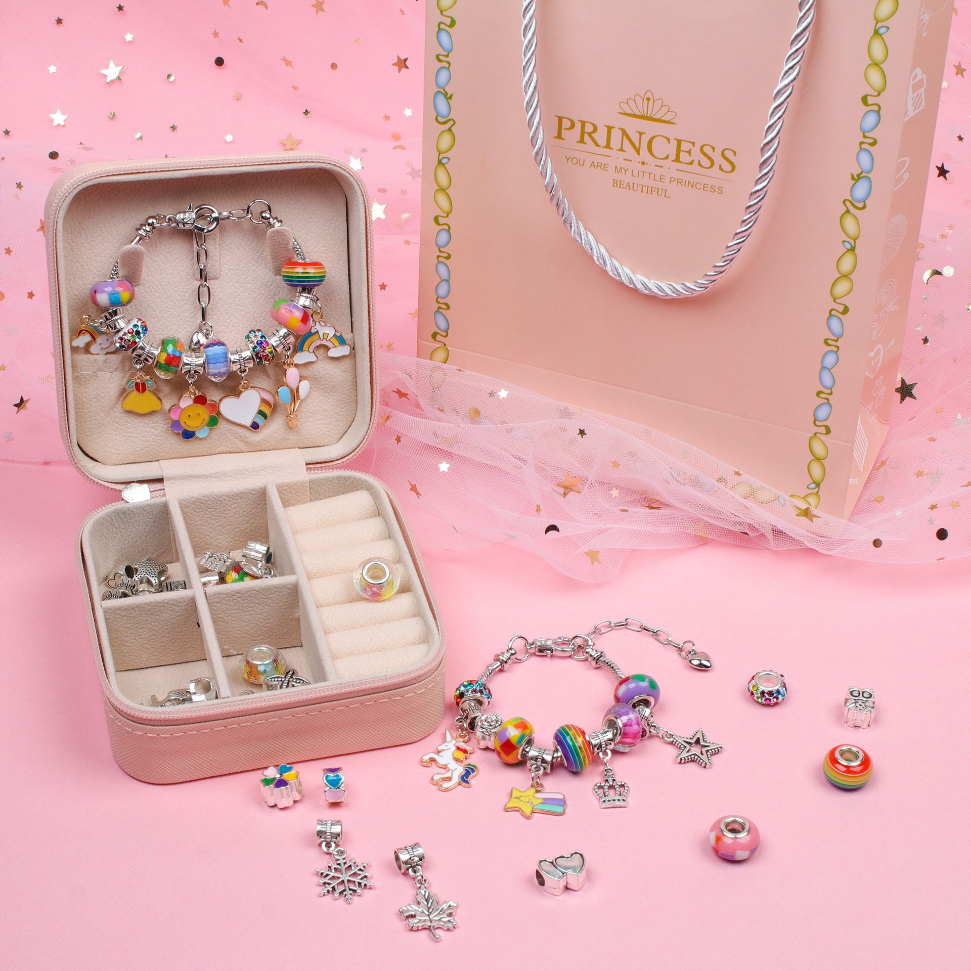 Amazon selling children's puzzle handmade diy beaded bracelet set creative jewelry bracelet set gift box Specification drawing