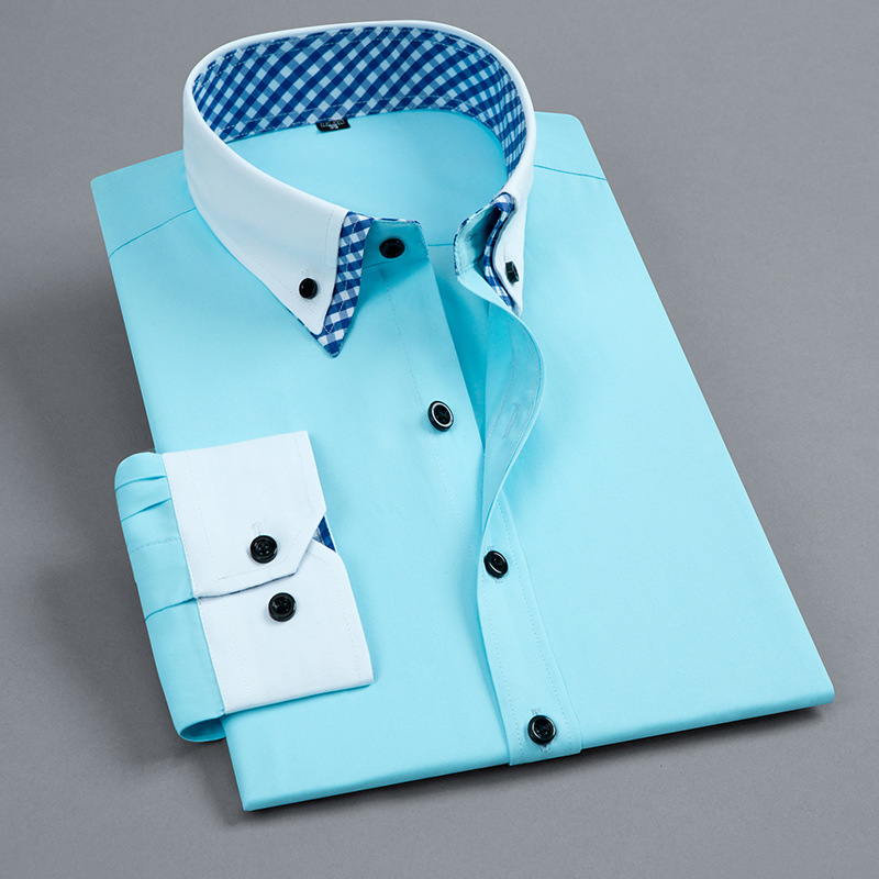 Cross-border men's color-blocking shirt, men's long-sleeved no-iron, anti-wrinkle, business casual, professional formal wear, cotton design sense shirt Application Scenario