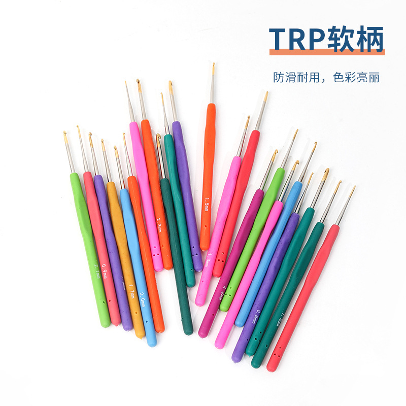 Candy color soft handle crochet home handmade diy sweater knitting tools crochet gold-plated head shoe and hat crochet wholesale Specification drawing