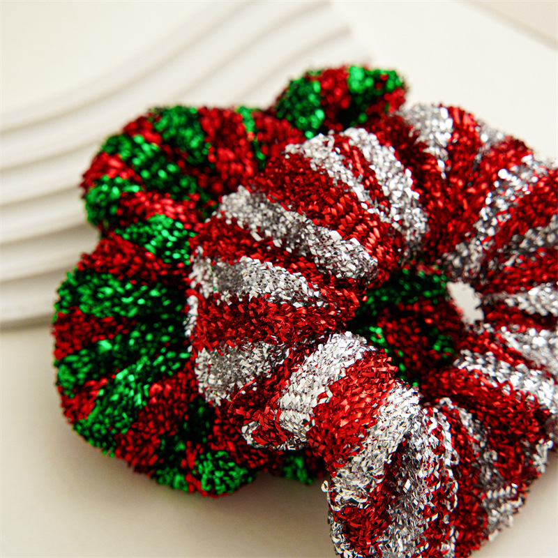 The new Christmas hair band is a bestseller on Amazon. It features a striped large intestine hair band headwear and a fashionable hair rope. It is a hair accessory in stock for women details Picture
