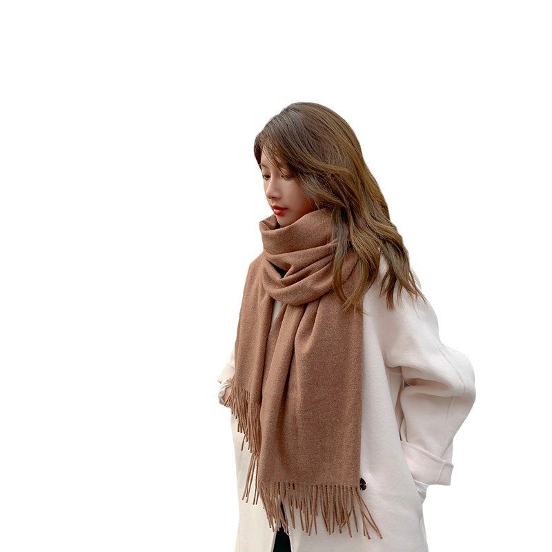 Woolen Scarf Women's Autumn And Winter Thick Imitation Cashmere Scarf Korean Women's Shawl Winter Solid Color Cashmere Scarf Wholesale Item Picture