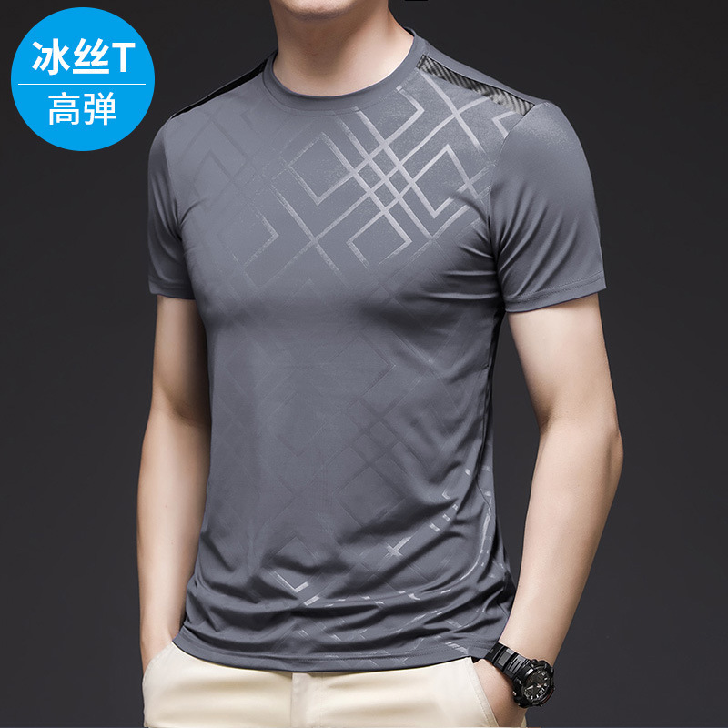 Ice Silk short-sleeved T-shirt for men's summer, a thin and versatile sports quick-drying top, 2024 new style base layer for men's wear Application Scenario
