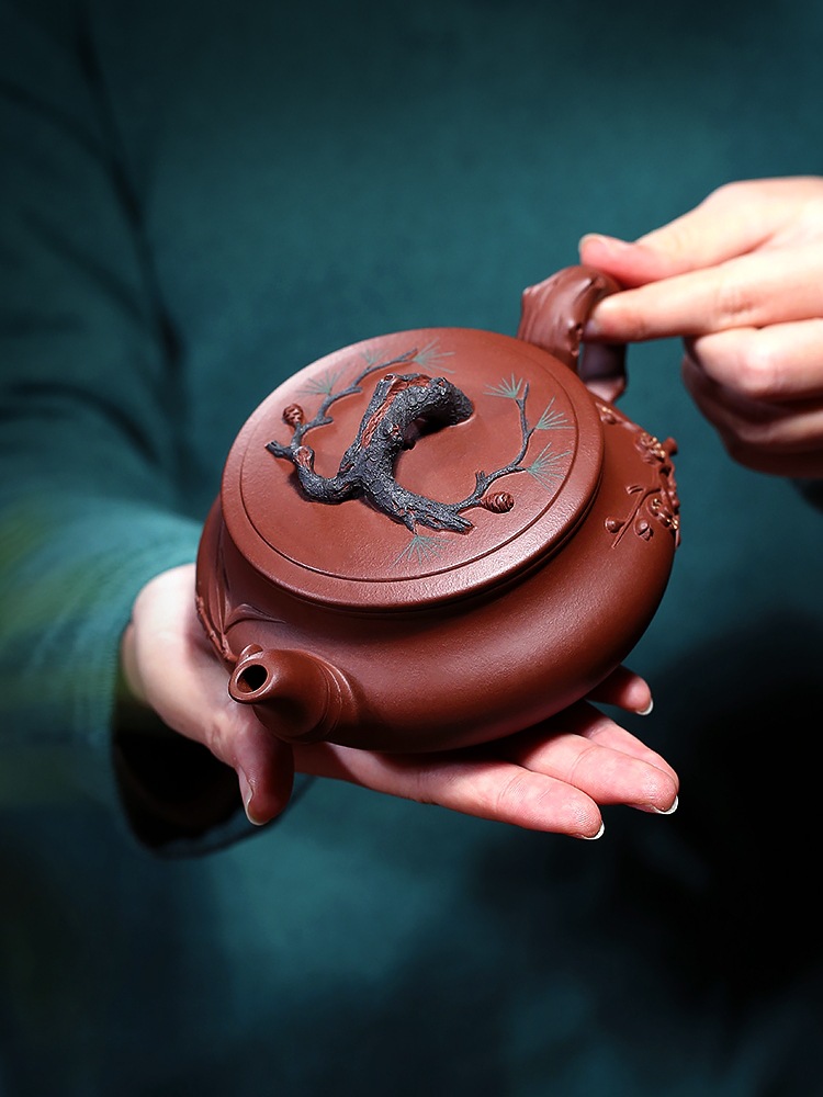 Yixing Purple Clay Pot Purple Mud Pure Hand Cold Three Friends Teapot Purple Clay Tea Set details Picture