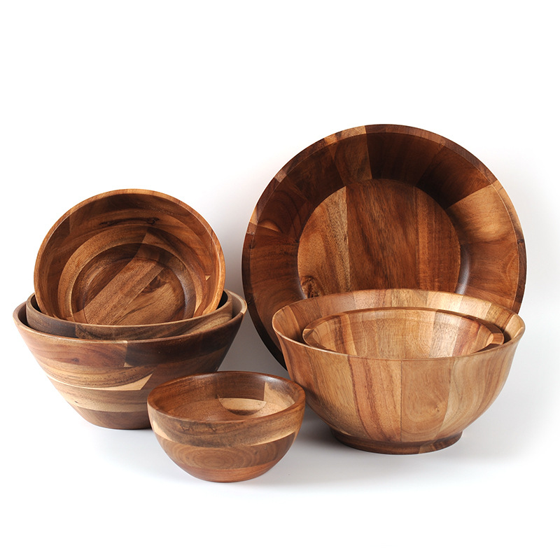 厂家直销家用沙拉木碗 日式相思木木碗 加厚大号实木果盘餐具