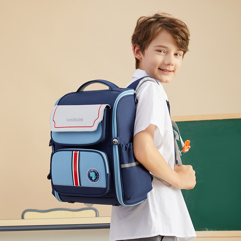 New Children's Schoolbag Men And Women British Wind Primary School Students Ridge Relief Backpack 136Th Grade Light Backpack details Picture
