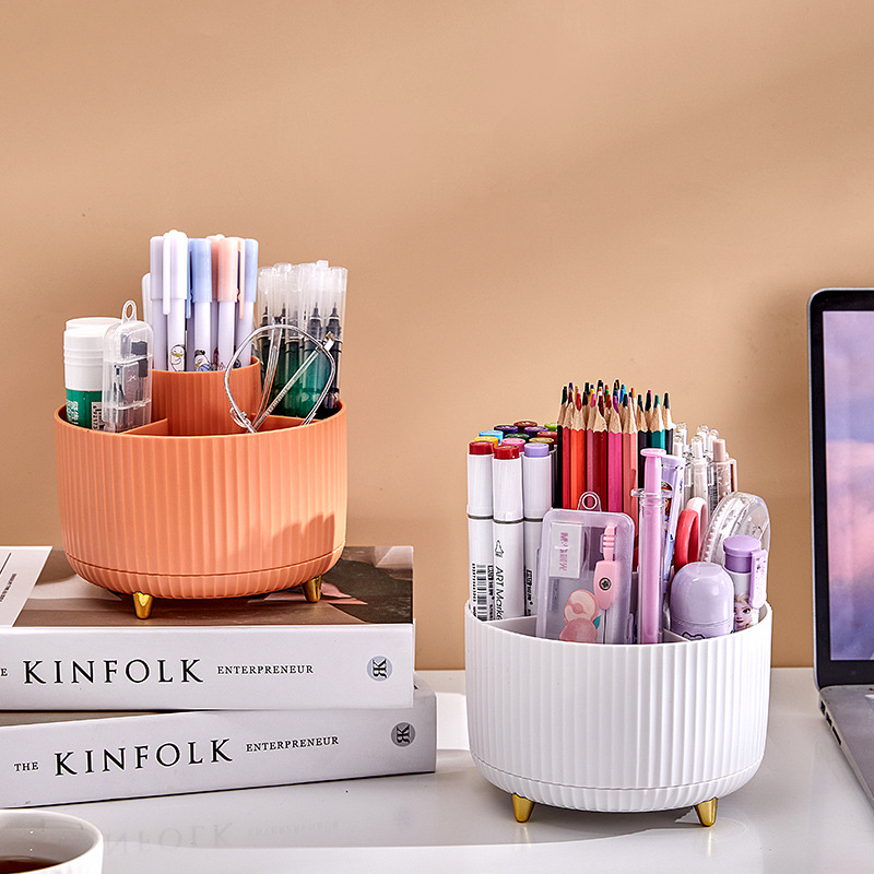 Cosmetics storage box, rotating dust-proof makeup brush storage cylinder, dressing table desktop, pen holder, lipstick and eyeshadow shelf details Picture