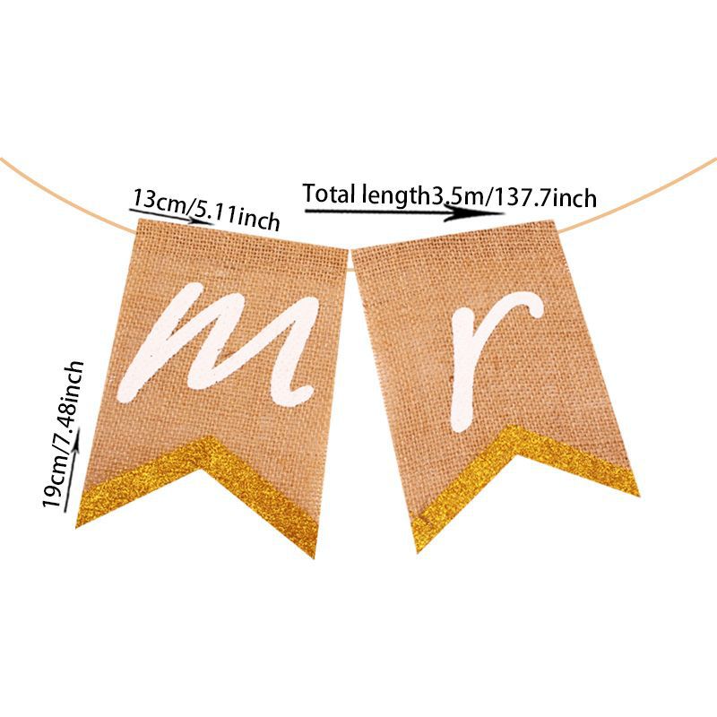 Factory direct supply of MR MRS Coarse linen swallow tail flags for wedding party decoration flags Specification image
