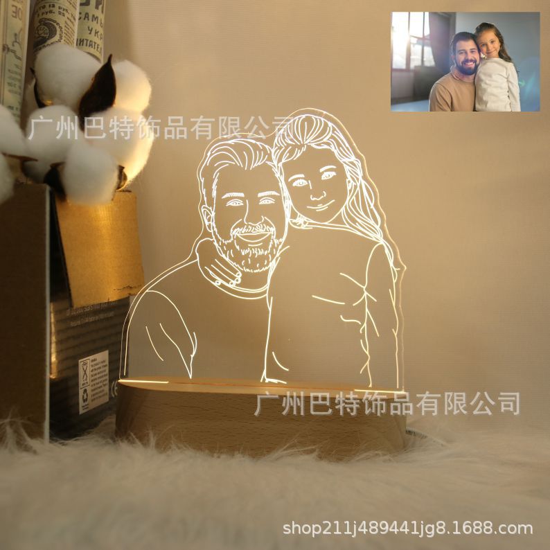 跨境INS灯3D小夜灯人像公司LOGO氛围DIY情侣礼物七彩蓝牙LED台灯
