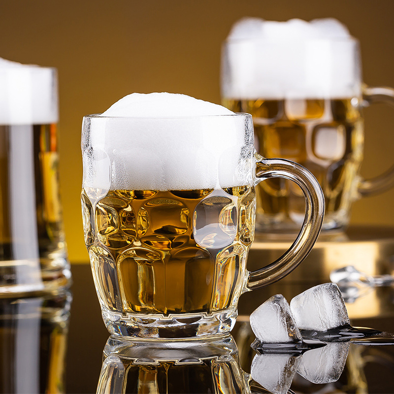 Green Apple Home Beer Mug, draft beer, lead-free glass cup, thickened large capacity transparent drinking cup set Specification image