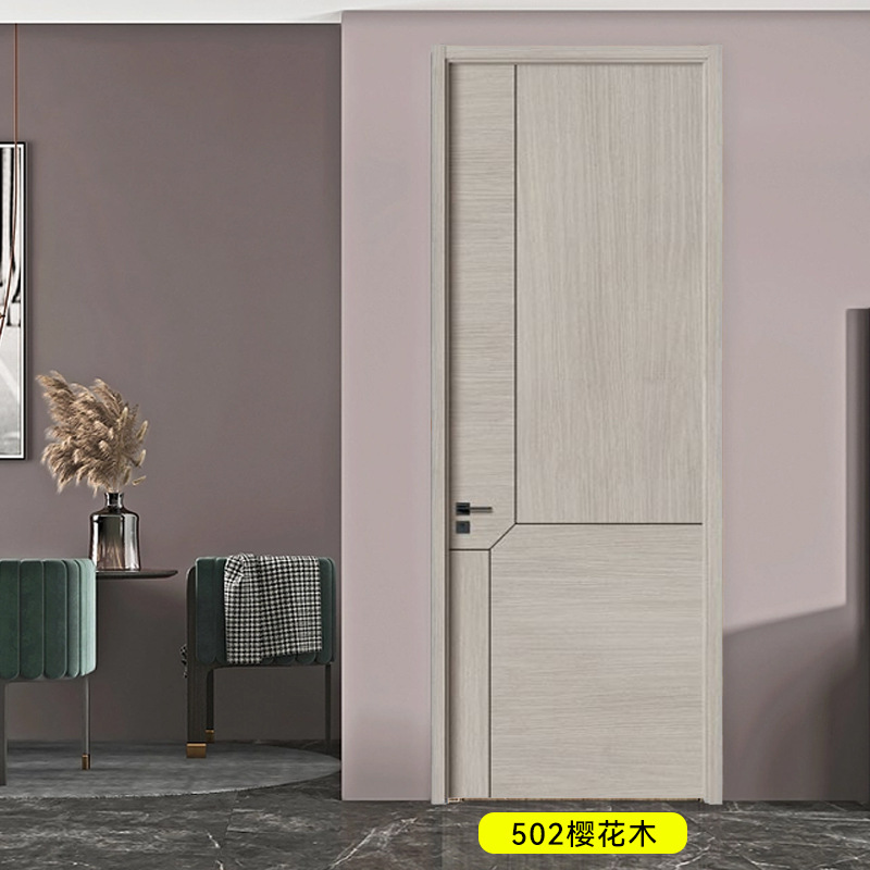 Manufacturers Solid Wood Bedroom Door Set Of Room Door Composite Carbon Crystal Facade Paint Light Luxury Door Simple Light Luxury Wholesale Set Item Picture