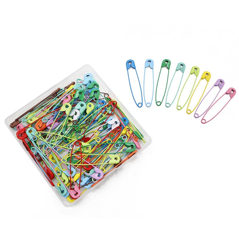 Amazon box set of 100 large color-mixed pins, 55mm clothing decorative pin, household fixed pin Specification image